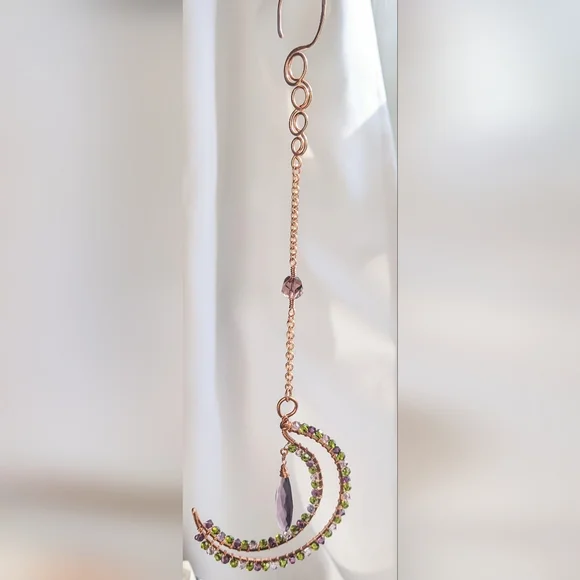 Swarovski Copper Moon Ornament Celestial Crystal Handmade Home Decor - Picture 9 of 14